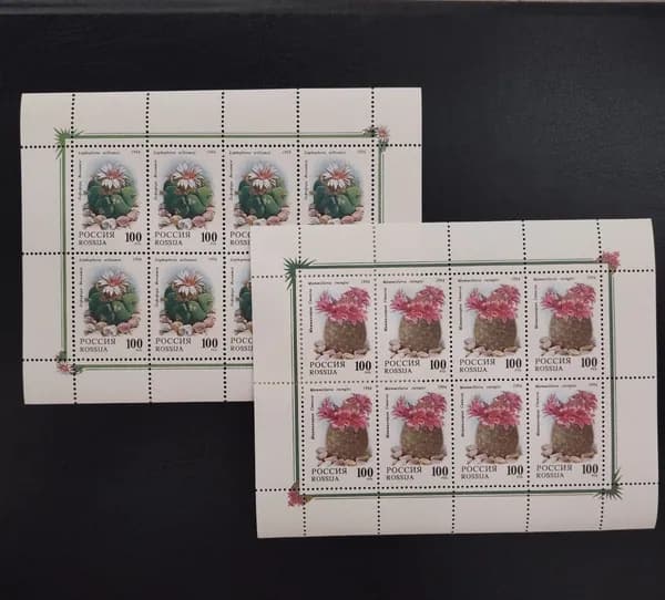 Набор почтовых марок Флора Кактусы. Два Малых Листа. Чистые MNH.