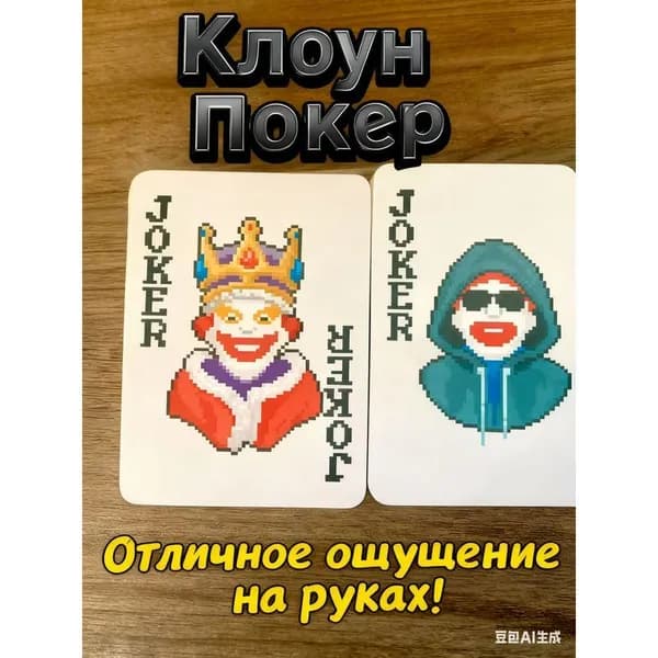 Игральные карты с пиксельным джокером 54 шт