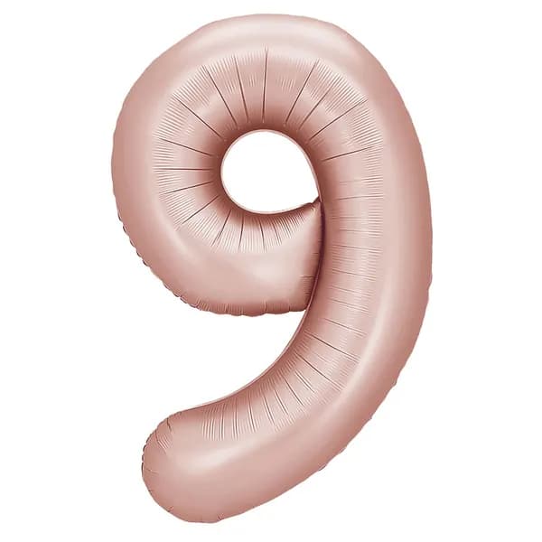 Шар (40''/102 см) Цифра, 9, Винтажная роза, Сатин, 1 шт.