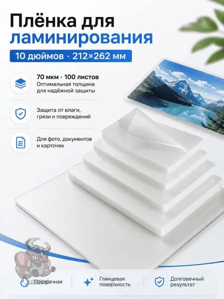 Ламинированная прозрачная плёнка, 212 262 мм, 7 мл, используется для фото- и защитной пленки документов, 100 листов