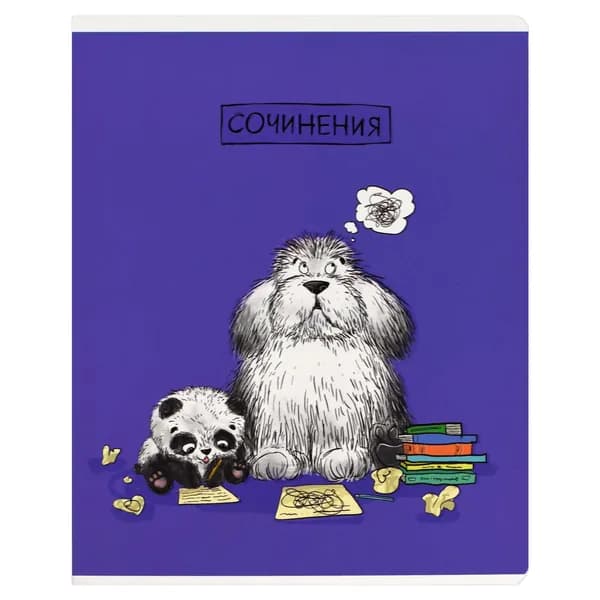 Тетрадь предметная ДЛЯ СОЧИНЕНИЙ (48 л., А5+, вн.блок - линия, белый офсет, мягкий переплёт)