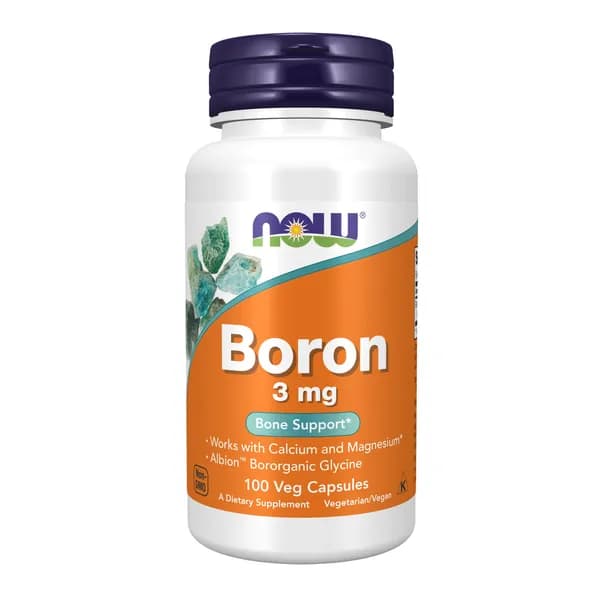 NOW Boron 3mg, Бор, 100 растительных капсул, Антиоксидант для суставов и связок, костей и хрящей, для почек, для иммунитета взрослым