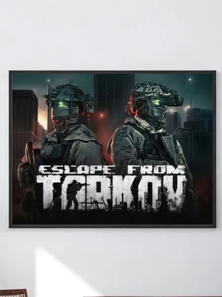 Постер "Escape from Tarkov бойцы в ночном городе", 40х30 см