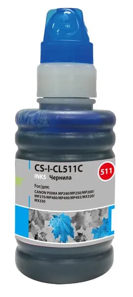 Чернила Cactus CS-I-CL511C голубой, флаконов: 1, объём 100мл, для Canon Pixma MP240/MP250/MP260/MP270/MP480