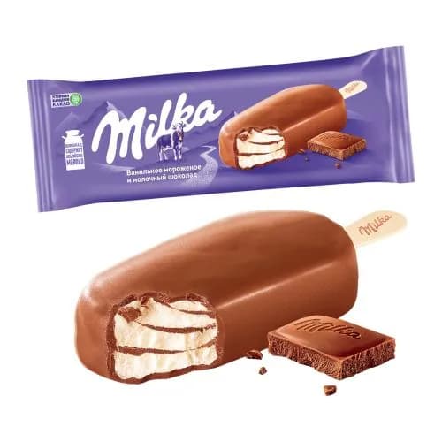 Мороженое Milka Эскимо Ванильное с молочным шоколадом 62г