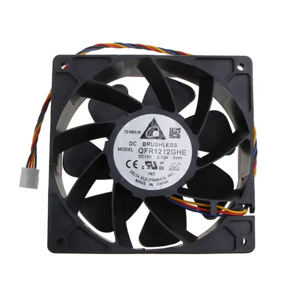 Кулер (вентилятор) Delta (QFR1212GHE) 12V, 2.7A, 120x120x38 мм, 4 pin (пин), 6000 оборотов для Корпуса, GPU, Asic. Комплект - 1 шт.