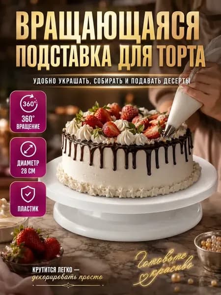 Тортовница вращающаяся подставка пластиковая кондитерская