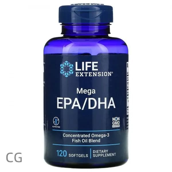 Mega EPA/DHA пищевая добавка Life Extension, омега-3, ДГК/ЭПК, 120 капсул