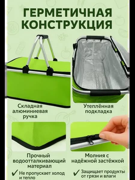 Складная термосумка корзинка для походов и пикника