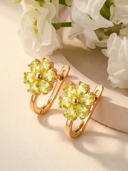 Серьги Цветочки серебро 925 пробы