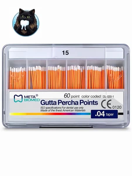 Штифты Гуттаперчевые конус 04 №15 Meta Biomed, 60 шт. абсорбирующие Gutta Percha Points