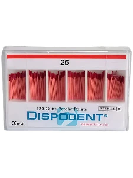 Штифты гуттаперчевые 02 №25, 120шт (Dispodent)