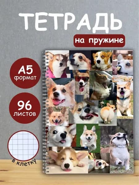 Тетрадь 96 листов в клетку на кольцах, блокнот А5 на пружине