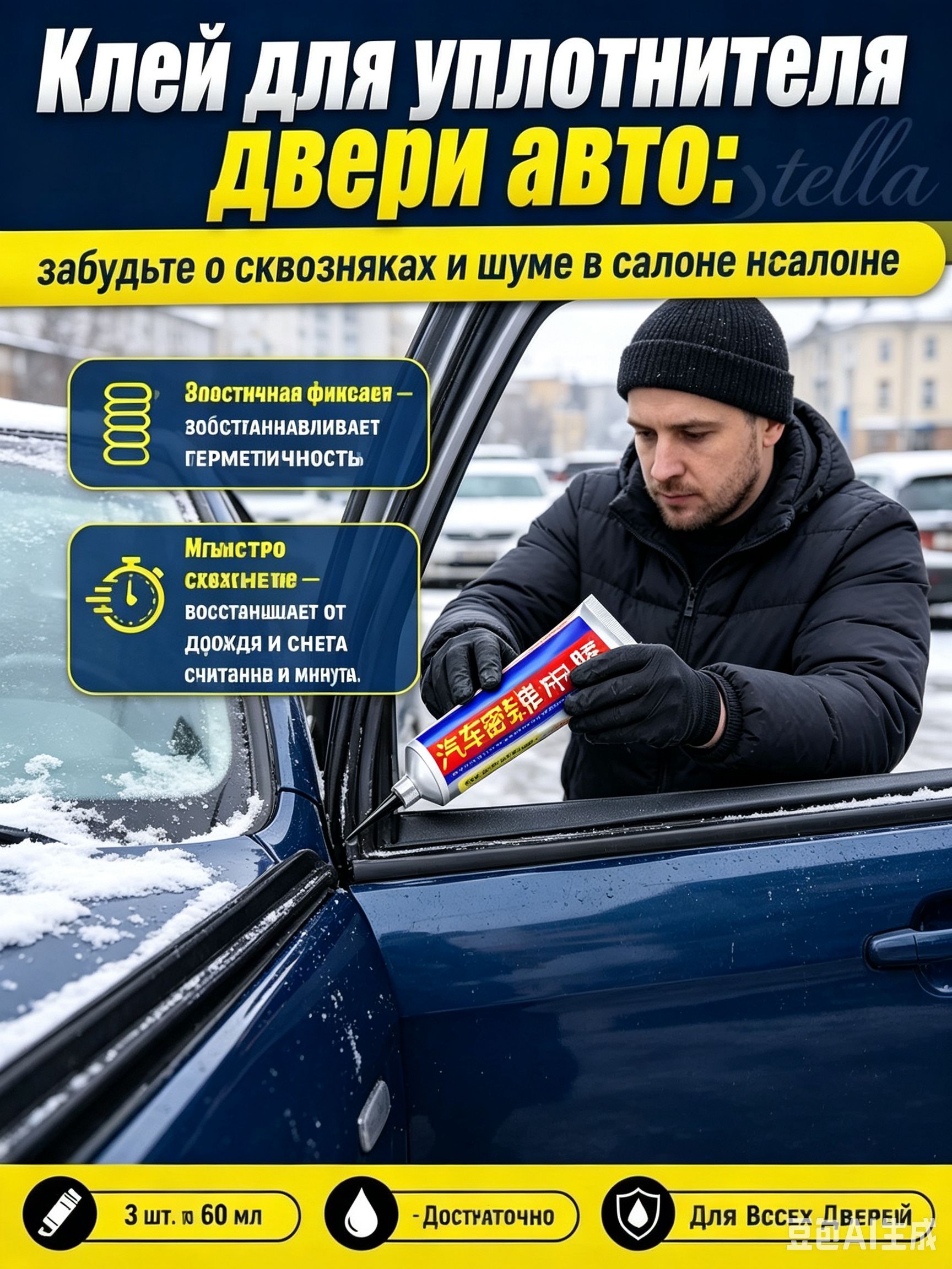 Герметик автомобильный Гель, 180.11 мл, 3 шт.