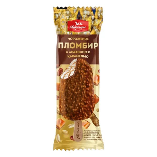 Мороженое эскимо пломбир с арахисом и карамелью 80 г, Свитлогорье