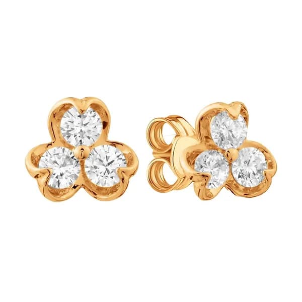 Золотые серьги DIAMANT-ONLINE с фианитом 585 пробы