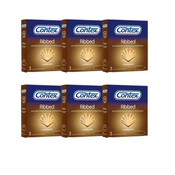 Презервативы Contex Ribbed 18 шт. (набор из 6 упаковок по 3 шт.)