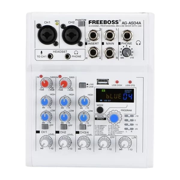 FREEBOSS аудио микшер 4-канальный мини Bluetooth USB