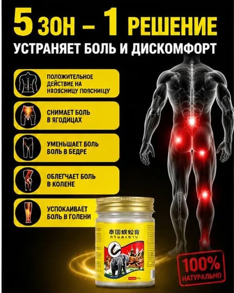 Мазь для спины от боли в пояснице, грыжи поясничного диска,Крем для спины и мышц при болях, 55 г