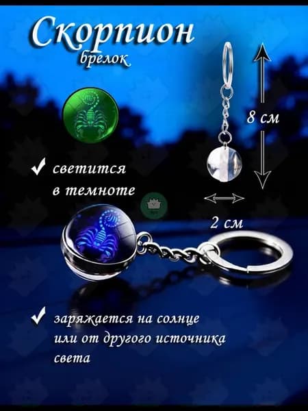 Брелок для ключей знак зодиака Скорпион синий