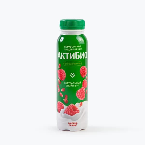 Йогурт питьевой с малиной и гранатом 1,5% 260 г, АктиБио