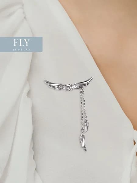 FLY jewelry Брошь ювелирная Серебро родированное