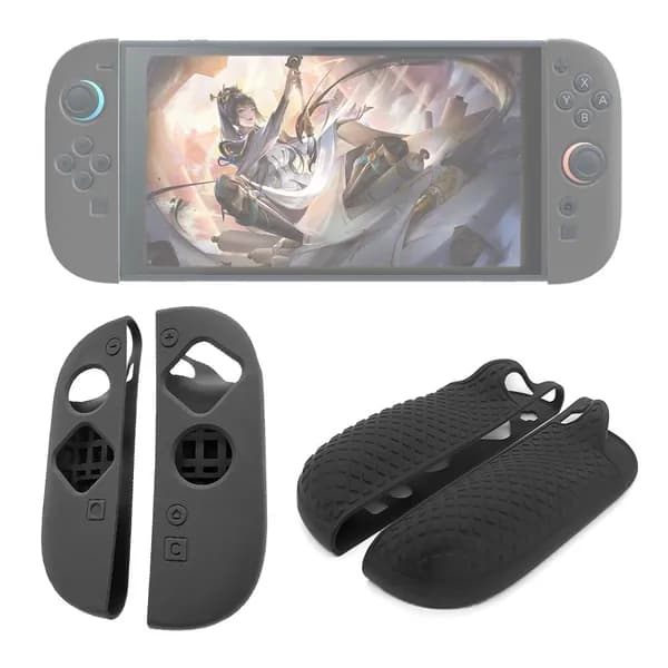 Силиконовый чехол для контроллеров Nintendo Switch 2, чёрный, с противоскользящей текстурой