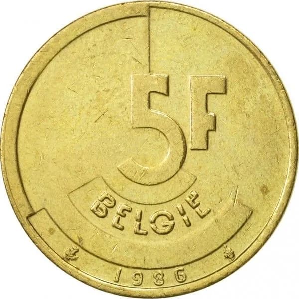 5 франков, BELGIE, 1986 год, Бельгия