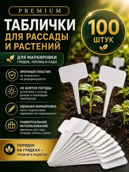 Таблички садовые для рассады 14,5 см, 100 шт, бирки для растений, пластиковые ярлычки для маркировки цветов, саженцев, томатов, перцев и огорода.