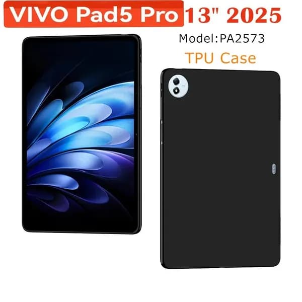 Чехол для Vivo Pad 5 Pro 13 дюйма 2025 защитный чехол PA2573 13" черный силикон мягкий корпус TPU Корпуса для планшетов
