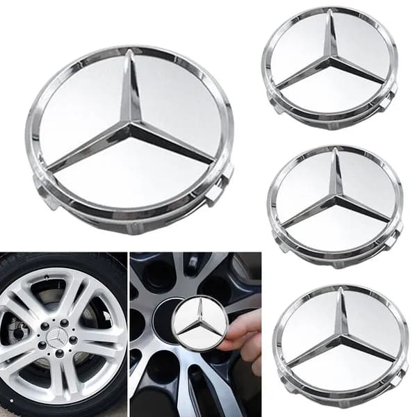 Хромированные серебристые колпачки для центрального болта диска 75 мм Mercedes-Benz