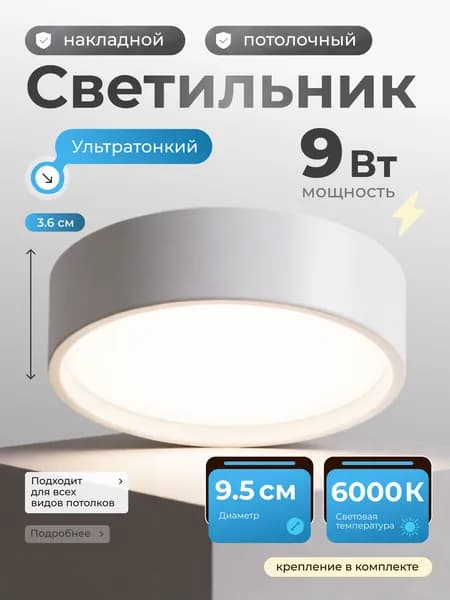 Светильник потолочный накладной светодиодный