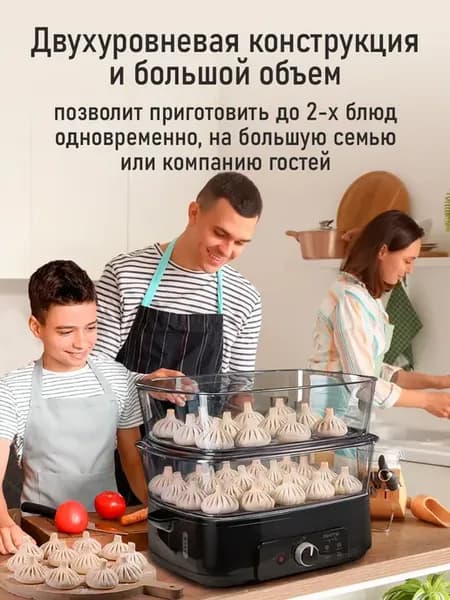 Пароварка электрическая с таймером 30л, 2 уровня