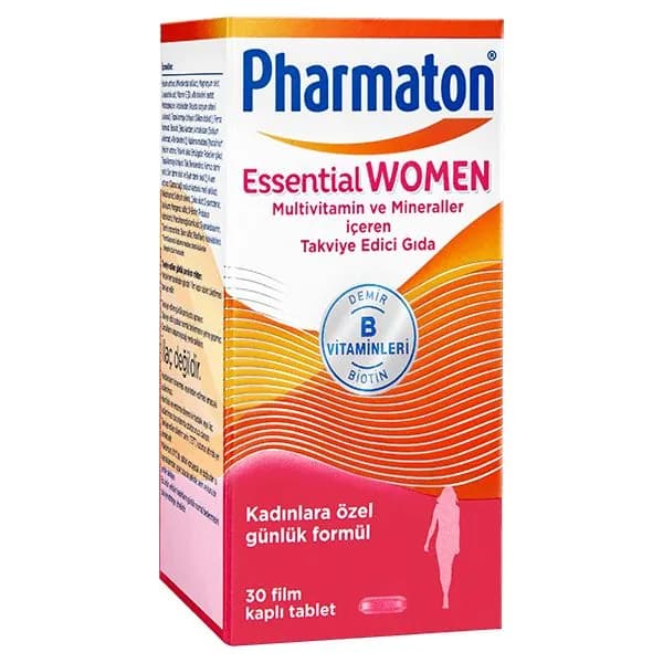PHARMATON ESSENTIAL ДЛЯ ЖЕНЩИН Pharmaton Essential Women - это обогащающая пища, содержащая 12 витаминов и 6 минералов.