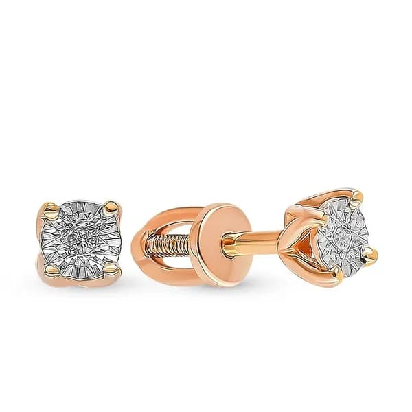 Серьги женские с бриллиантами из красного золота 375 пробы 585GOLD