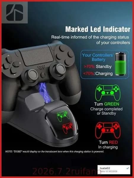 Док-станция для зарядки 2 геймпадов PS4 (Pro/Slim) беспроводное зарядное устройство для контроллеров DualShock 4