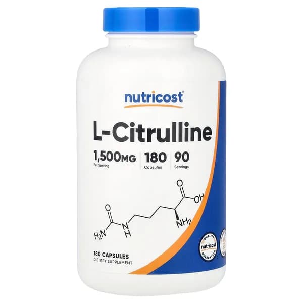 Nutricost, L-цитрулин/L-Citrulline, 1500 мг, 180 капсул (750 мг в каждой капсуле)