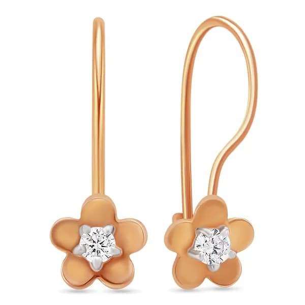 Серьги детские с фианитами из красного золота 375 пробы 585GOLD