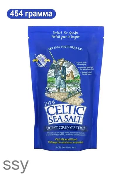 Celtic Sea Salt, Light Grey Celtic, Кельтская соль / смесь основных минералов, серый, 454 гр, средний помол