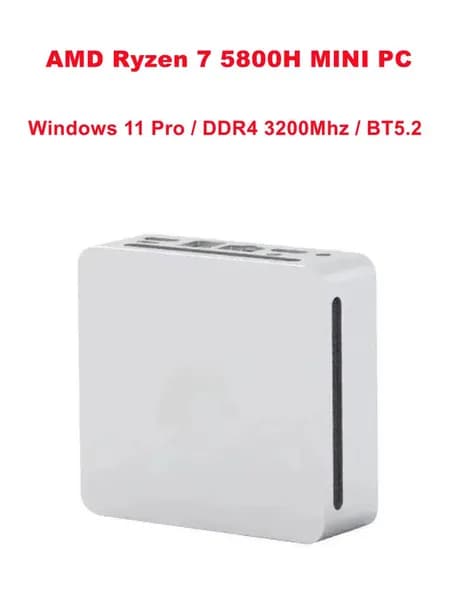 Мини-ПК S58 5800H  мини ПК (AMD Ryzen 7 5800H, RAM 32 ГБ, SSD 1000 ГБ, AMD Radeon, Windows 11 Pro), 中国, серебристый