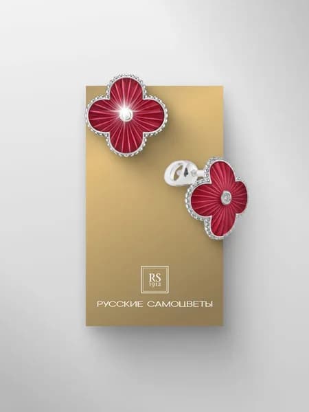 Пусеты "Наследие Фаберже" из серебра 925 с бриллиантами и эмалью