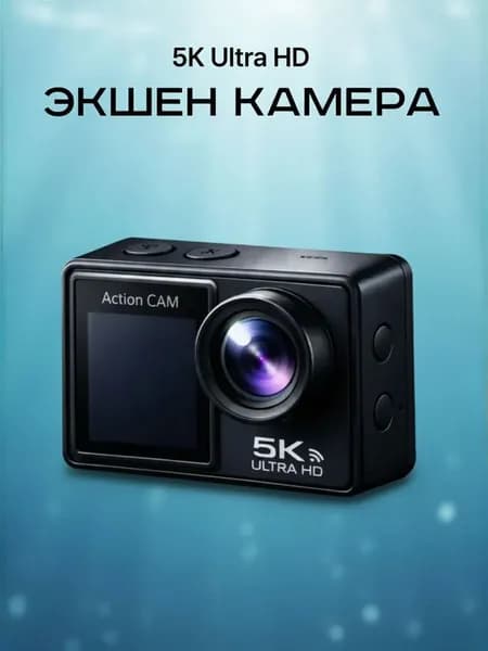Экшен камера 5К водонепроницаемая с креплениями и защитным кейсом