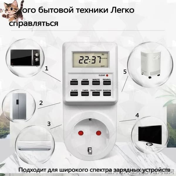 Умная розетка с таймером, электронный программируемый таймер для включения и выключения электроприборов.