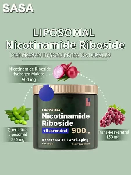 NAD+ С добавлением Никотинамид рибозида,Никотинамидрибозид Ресвератрол 900 мг, Высокочистая Добавка Для Борьбы Со старением, Придания Энергии, Концентрации Внимания, 80 Капсул
