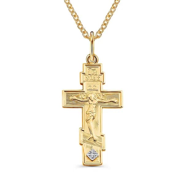Крестик с фианитом из красного золота 375 пробы 585GOLD