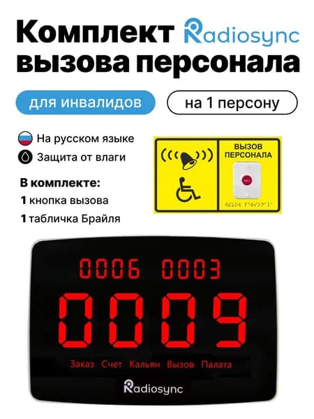 Комплект вызова персонала для инвалидов STDB04 со шрифтом Брайля и защитой от влаги Radiosync