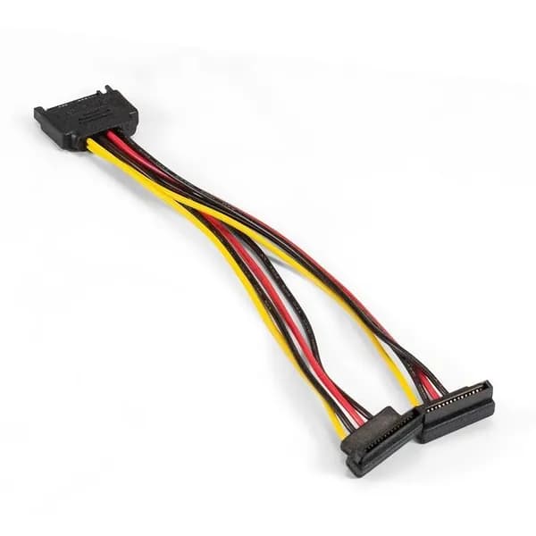 Кабель питания SATA ExeGate EX-CC-SATAM2F-0.15A (15pin M/2x15pinF, угловые разъемы, 0,15м)