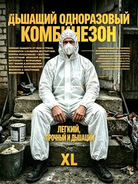 Дышащий одноразовый защитный комбинезон