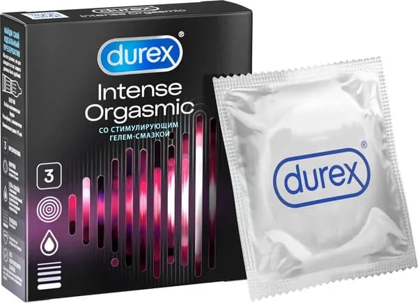 Презервативы Durex Intense Orgasmic, рельефные со стимулирующим гелем-смазкой, 3 шт