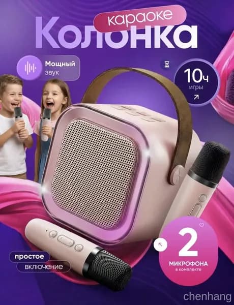 Караоке колонка с двумя микрафонами